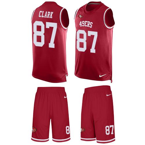 Nike 49ers #87 Dwight Clark Red Team Color Men's Stitched NFL Limited Tank Top Suit Jersey