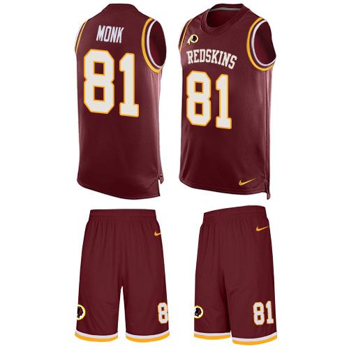 Nike Redskins #81 Art Monk Burgundy Red Team Color Men's Stitched NFL Limited Tank Top Suit Jersey