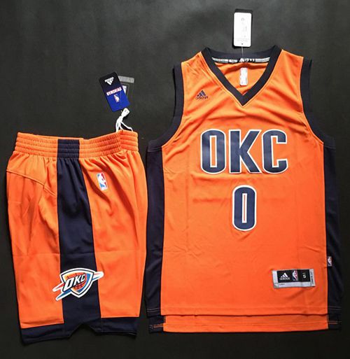 Thunder #0 Russell Westbrook Orange Alternate A Set Stitched NBA Jersey