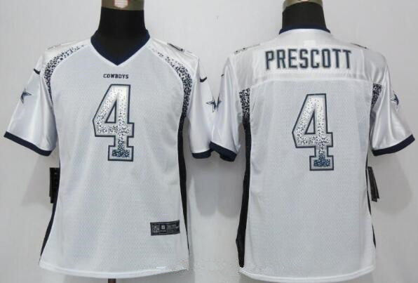 Women's Dallas Cowboys #4 Dak Prescott White Drift Stitched NFL Nike Fashion Jersey