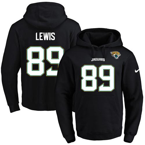 Nike Jaguars #89 Marcedes Lewis Black Name & Number Pullover NFL Hoodie