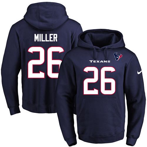 Nike Texans #26 Lamar Miller Navy Blue Name & Number Pullover NFL Hoodie