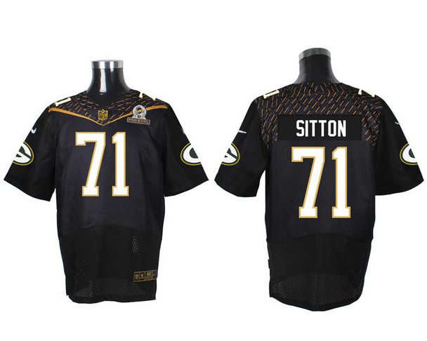 Men's Green Bay Packers #71 Josh Sitton Black 2016 Pro Bowl Nike Elite Jersey