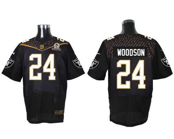 Men's Oakland Raiders #24 Charles Woodson Black 2016 Pro Bowl Nike Elite Jersey