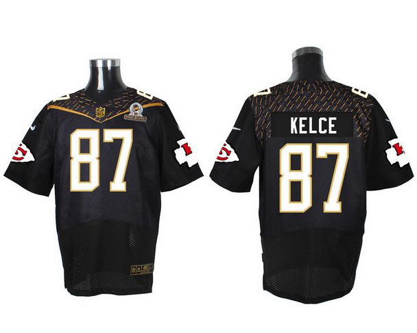 Men's Kansas City Chiefs #87 Travis Kelce Black 2016 Pro Bowl Nike Elite Jersey