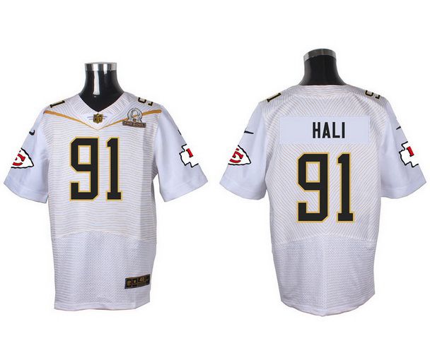 Men's Kansas City Chiefs #91 Tamba Hali White 2016 Pro Bowl Nike Elite Jersey