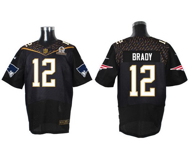 Men's New England Patriots #12 Tom Brady Black 2016 Pro Bowl Nike Elite Jersey