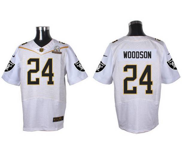 Men's Oakland Raiders #24 Charles Woodson White 2016 Pro Bowl Nike Elite Jersey