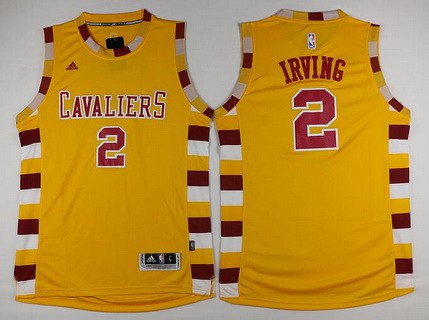 Men's Cleveland Cavaliers #2 Kyrie Irving Revolution 30 Swingman 2015-16 Retro Gold Jersey