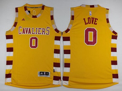 Men's Cleveland Cavaliers #0 Kevin Love Revolution 30 Swingman 2015-16 Retro Gold Jersey