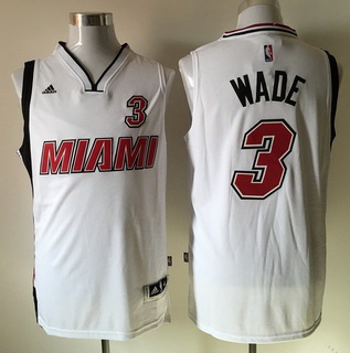 Men's Miami Heat #3 Dwyane Wade Revolution 30 Swingman 2015-16 Retro White Jersey