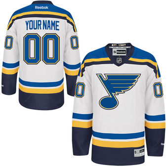 Mens St. Louis Blues Reebok White Premier Away Custom Jersey