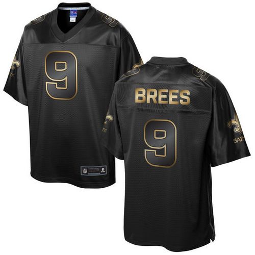 Nike Saints #9 Drew Brees Pro Line Black Gold Collection Men's Stitched NFL Game Jersey