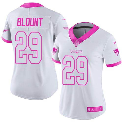 Nike Patriots #29 LeGarrette Blount White Pink Women's Stitched NFL Limited Rush Fashion Jersey