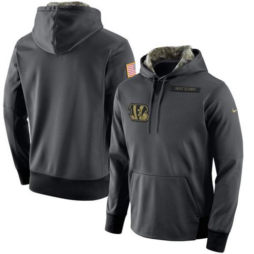 Men's Cincinnati Bengals Nike Anthracite Salute to Service Player Performance Hoodie