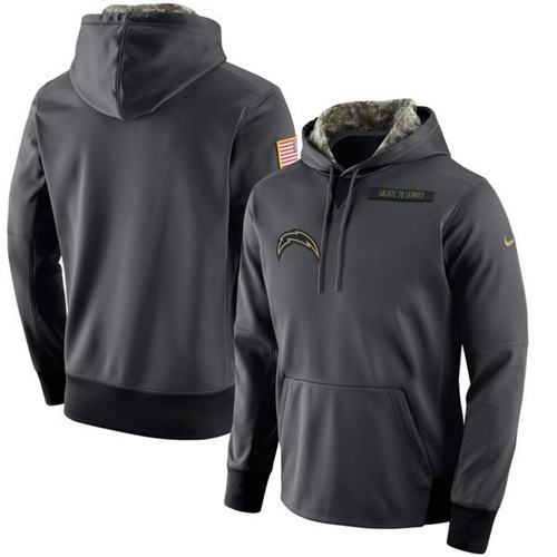 Men's San Diego Chargers Nike Anthracite Salute to Service Player Performance Hoodie