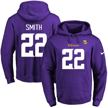 Nike Vikings #22 Harrison Smith Purple Name & Number Pullover NFL Hoodie