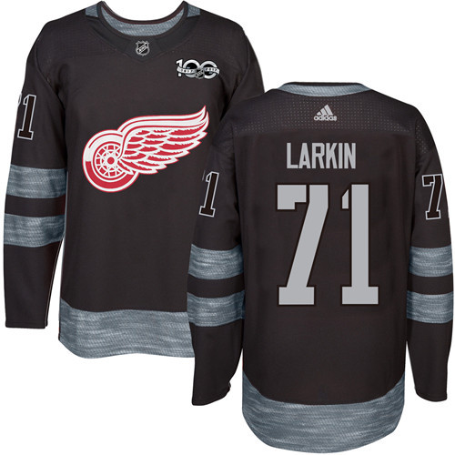 Red Wings #71 Dylan Larkin Black 1917-2017 100th Anniversary Stitched NHL Jersey