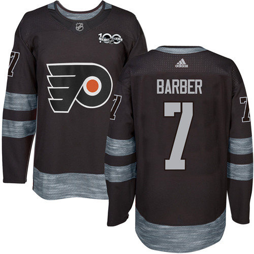 Flyers #7 Bill Barber Black 1917-2017 100th Anniversary Stitched NHL Jersey