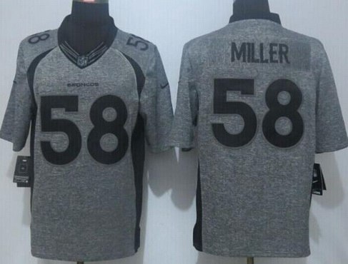 Men's Denver Broncos #58 Von Miller Nike Gray Gridiron 2015 NFL Gray Limited Jersey