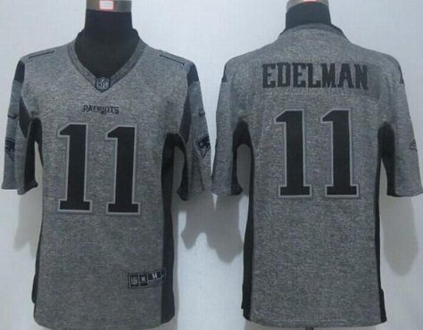 Men's New England Patriots #11 Julian Edelman Nike Gray Gridiron 2015 NFL Gray Limited Jersey