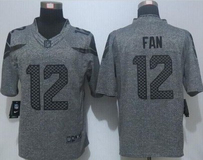 Men's Seattle Seahawks #12 Fan Nike Gray Gridiron 2015 NFL Gray Limited Jersey