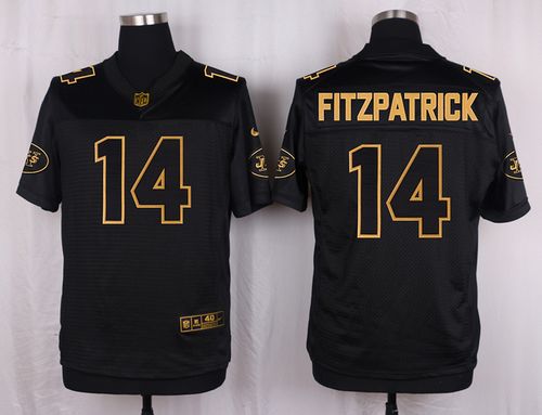 Nike Jets #14 Ryan Fitzpatrick Black Men's Stitched NFL Elite Pro Line Gold Collection Jersey