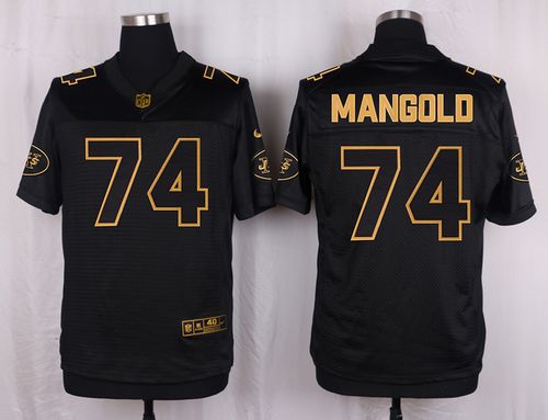 Nike Jets #74 Nick Mangold Black Men's Stitched NFL Elite Pro Line Gold Collection Jersey