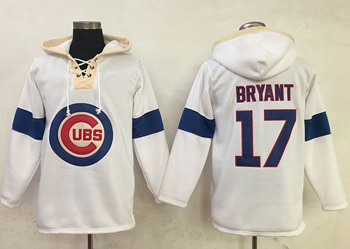 Cubs #17 Kris Bryant White Pullover MLB Hoodie