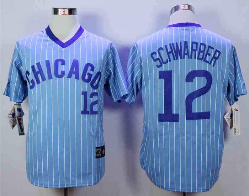 Men's Chicago Cubs #12 Kyle Schwarber 1988 Light Blue Majestic Jersey