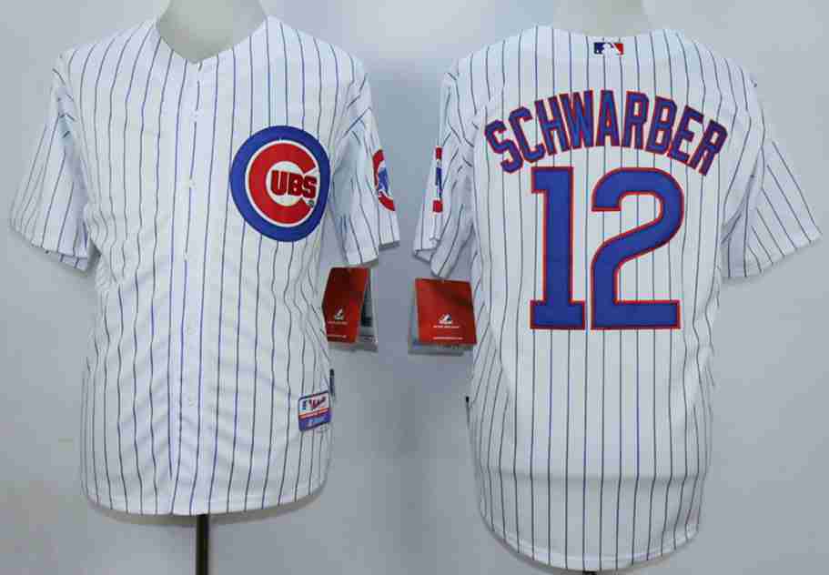 Men's Chicago Cubs #12 Kyle Schwarber White Coo Base Jersey