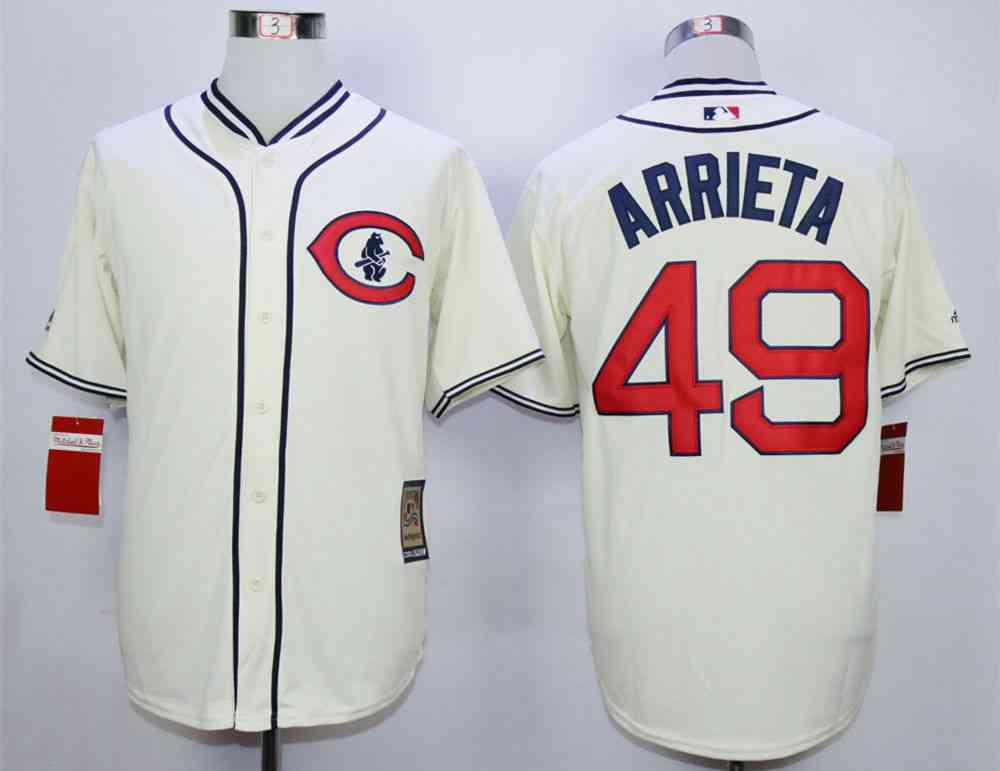 Men's Chicago Cubs #49 Jake Arrieta Cream 1929 Turn Back The Clock Jersey