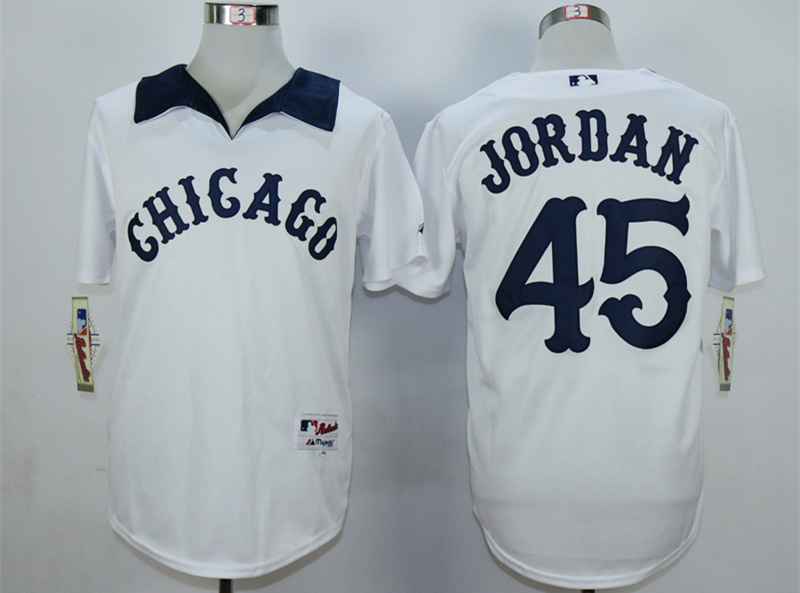 Men's Chicago White Sox #45 Michael Jordan White 1976 Turn Back The Clock Jersey