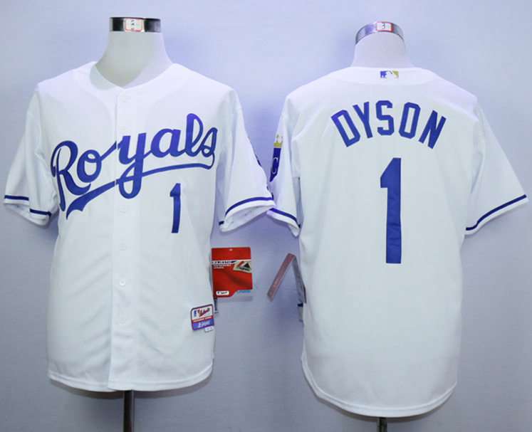 Men's Kansas City Royals #1 Jarrod Dyson White Cool Base Jersey