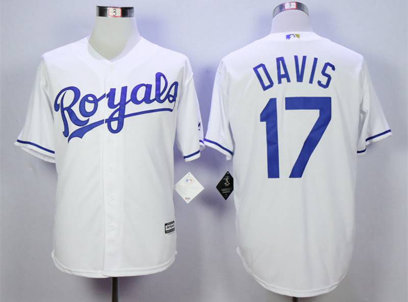 Men's Kansas City Royals #17 Wade Davis White New Cool Base Jersey