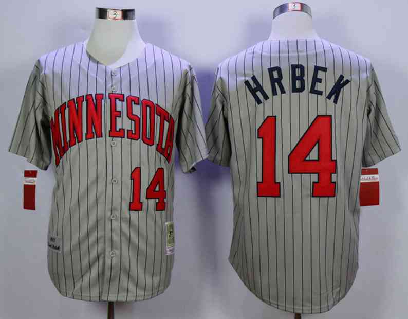 Men's Minnesota Twins #14 Kent Hrbek Grey 1987 Throwback Jersey