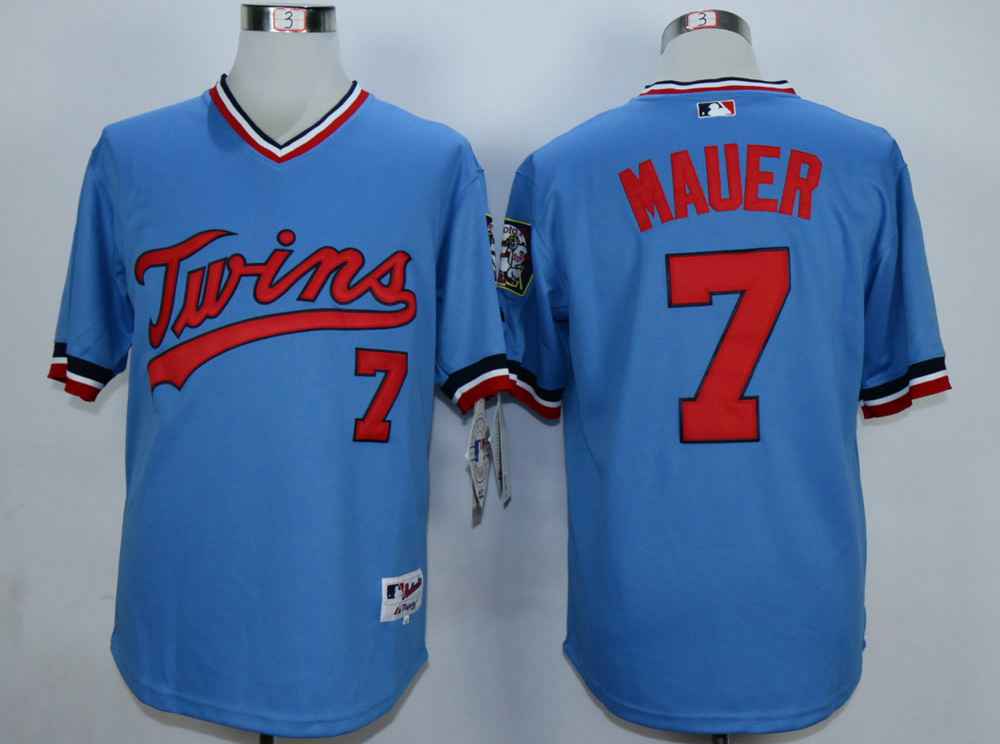 Men's Minnesota Twins #7 Joe Mauer Blue Cooperstown Jersey