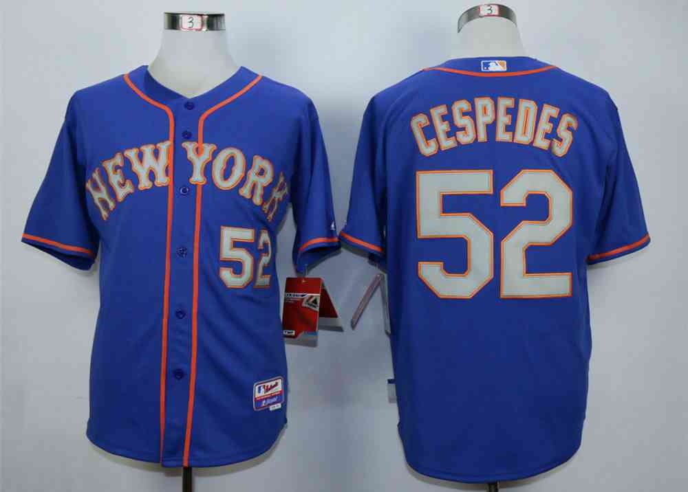 Men's New York Mets #52 Yoenis Cespedes Blue Cool Base Road Jersey