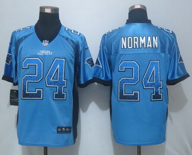 Men's Carolina Panthers #24 Josh Norman Light Blue Drift Fashion NFL Nike Elite Jersey