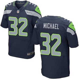 Men's Seattle Seahawks #32 Christine Michael Navy Blue Team Color NFL Nike Elite Jersey