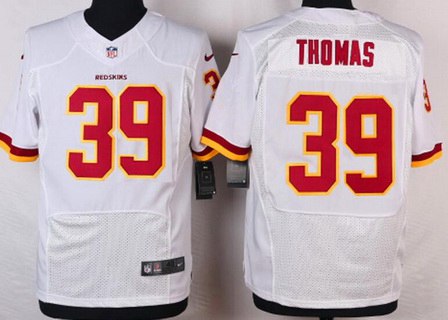 Men's Washington Redskins #39 Pierre Thomas White Road NFL Nike Elite Jersey