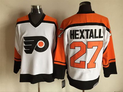 Men's Philadelphia Flyers #27 Ron Hextall 1997-98 White CCM Vintage Throwback Jersey