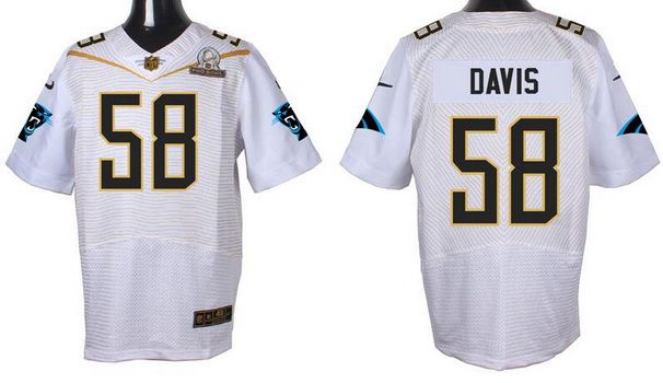 Men's Carolina Panthers #58 Thomas Davis Sr White 2016 Pro Bowl Nike Elite Jersey