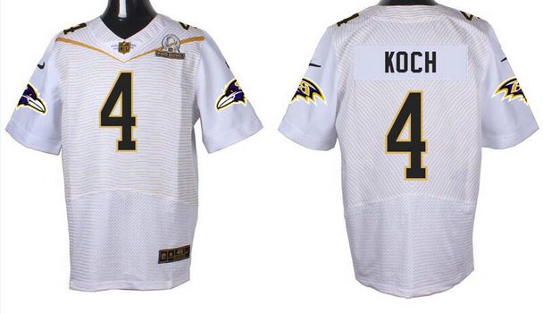 Men's Baltimore Ravens #4 Sam Koch White 2016 Pro Bowl Nike Elite Jersey