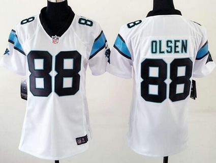 Women's Carolina Panthers #88 Greg Olsen White Road NFL Nike Game Jersey