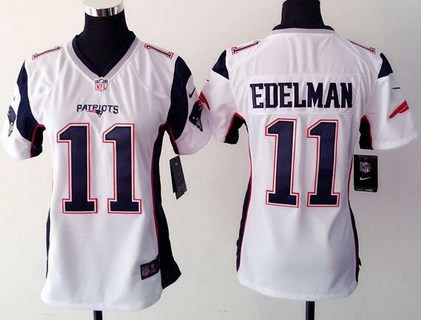 Women's New England Patriots #11 Julian Edelman White Road 2015 NFL Nike Game Jersey