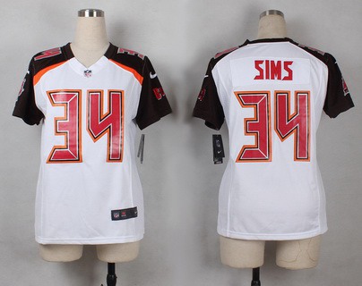 Women's Tampa Bay Buccaneers #34 Charles Sims White Road NFL Nike Game Jersey