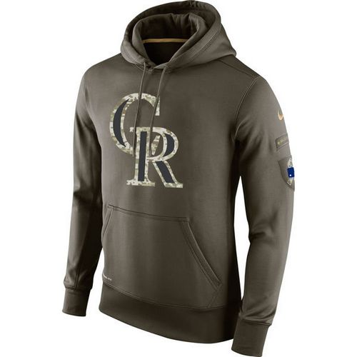 Men's Colorado Rockies Nike Olive Salute To Service KO Performance Hoodie