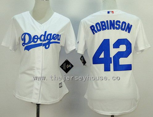 Women's Los Angeles Dodgers #42 Jackie Robinson White Retired Player 2015 MLB Cool Base Jersey