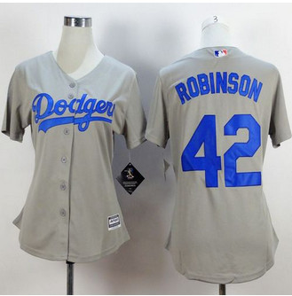 Women's Los Angeles Dodgers #42 Jackie Robinson Gray Retired Player 2015 MLB Cool Base Jersey